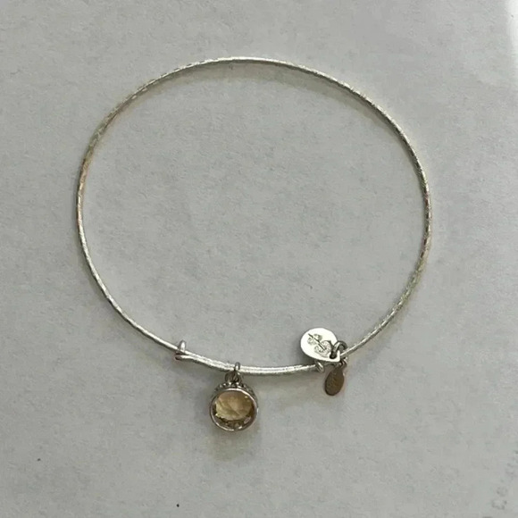 Alex and Ani yellow stone bangle In silver - Picture 3 of 3